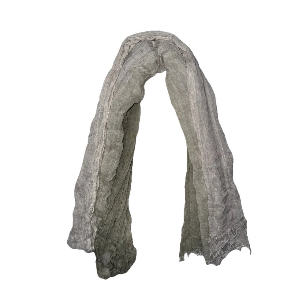Vintage Eyeful 100% Cotton Fringe Ombré White Green Thin Scarf  Lightweight Soft